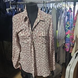 LOFT Light Pink Patterned Blouse